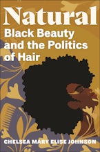 Natural Graphic of a Black woman with natural hair. Silhouettes of plants and a comb in the background.