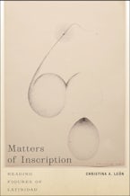 Matters of Inscription Abstract ink smudges on beige paper.
