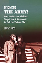 F*ck The Army! Man and woman with a microphone standing in front of an American flag held by another woman.