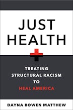 Just Health Title displayed on a white and black background featuring a red cross.