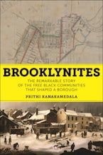 A historical map of Brooklyn and a painting of a nineteenth century winter scene.